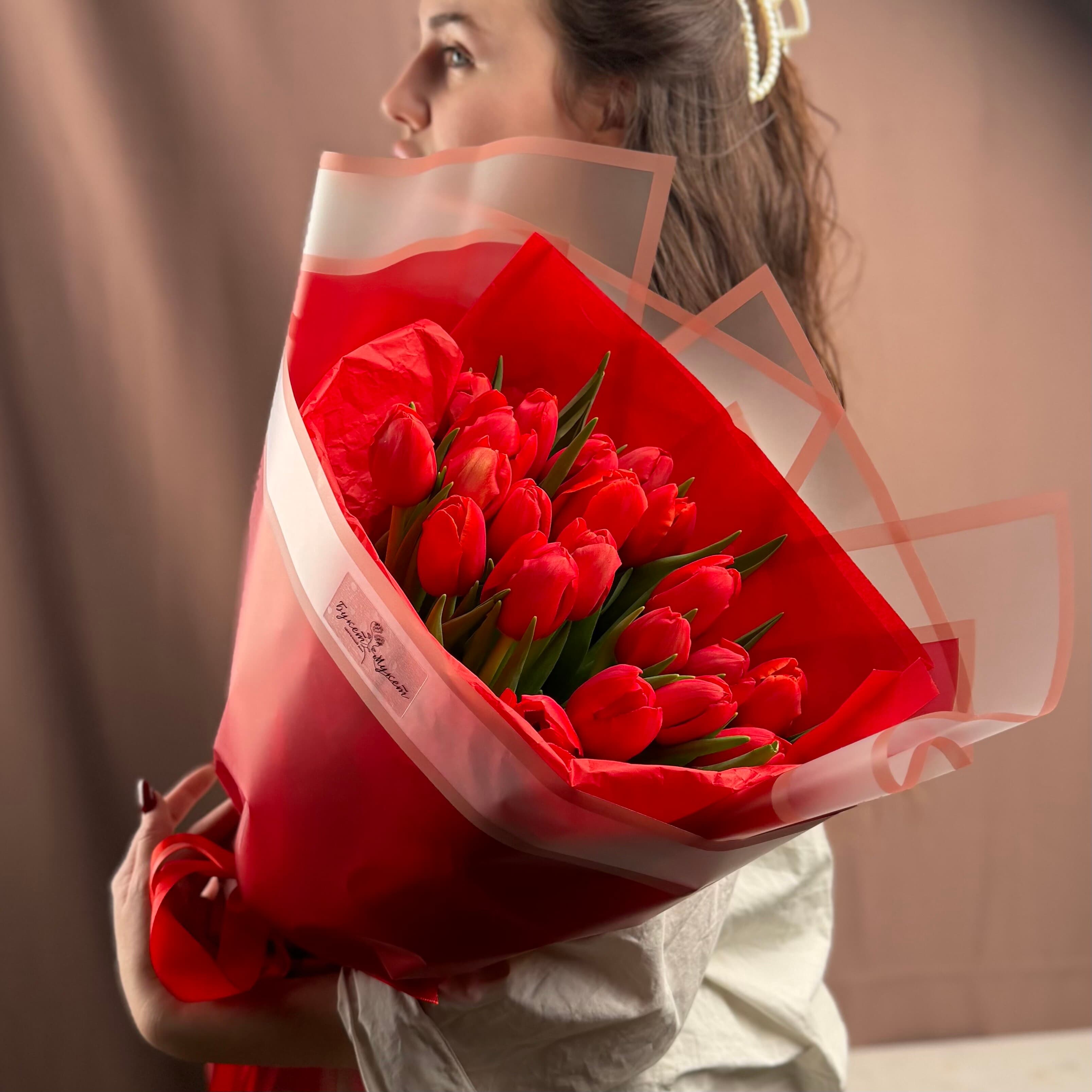 Букет «21 красный тюльпан» СЕНО